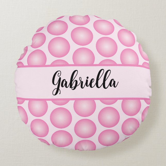 Coussins Ronds Points roses rétro oreiller à lancer arrondi perso (Devant)