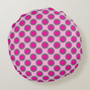 Coussins Ronds Points tournés, fuchsia, gris et rose