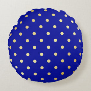 Coussins Ronds pois bleu faux or