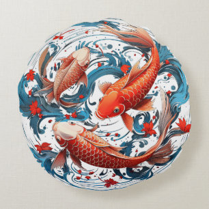 Coussins Ronds Poisson artistique Koi