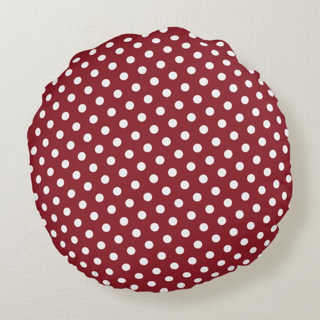 Coussins ronds Polka rouge et blanc (Dos)
