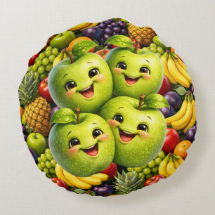 Coussins Ronds Pommes vertes heureuses