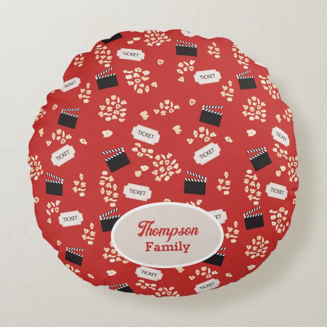 Coussins Ronds Popcorn Retro Cinéma Monogramme (Devant)