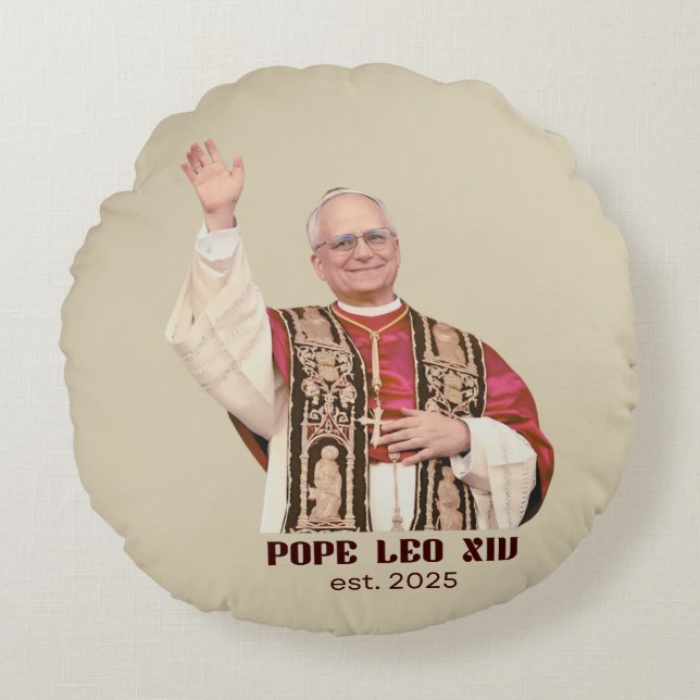 Coussins Ronds Pope Leo XIV Est 2025 Commemorative (Devant)