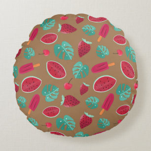 Coussins Ronds Popsicle, cerise, fraise et pastèque
