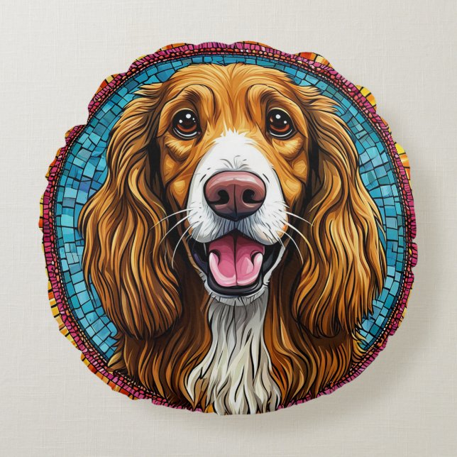 Coussins Ronds Portrait de chien avec Arrière - plan inspiré par  (Devant)