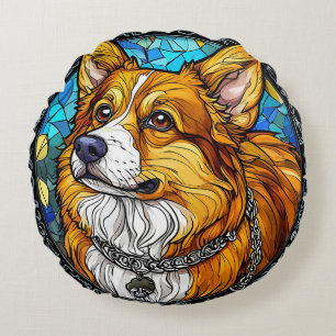 Coussins Ronds Portrait de chien Corgi