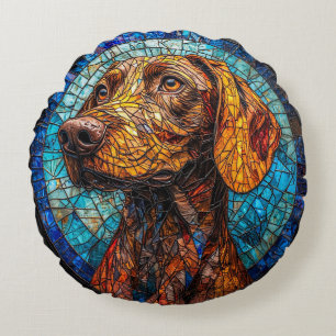 Coussins Ronds Portrait de chien en verre coloré