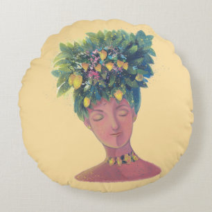 Coussins Ronds portrait femme mignon