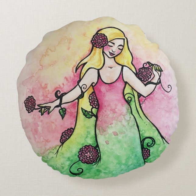 Coussins Ronds Pouce verte Printemps (Dos)