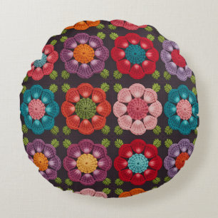 Coussins Ronds Pouf à motif floral de 20 marguerites - Décoratif