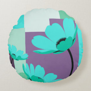 Coussins Ronds Pouf Ottoman Rond Floral Abstrait Minimaliste