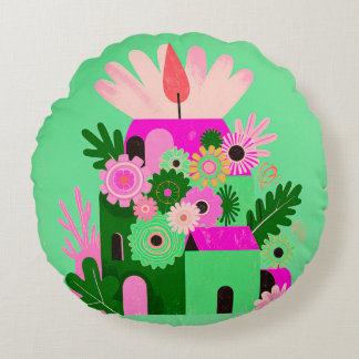 Coussins Ronds Pouf Rond Floral Clair