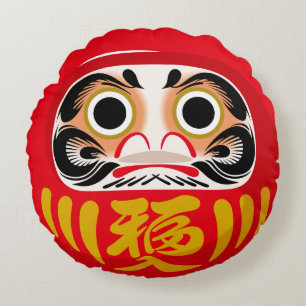 Coussins Ronds Poupée Daruma (charme traditionnel japonais de cha