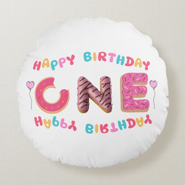 Coussins Ronds Premier anniversaire du bébé (Devant)