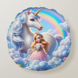 Coussins Ronds Princesse Licorne Oreiller Arc-en-Ciel – Conte de 
