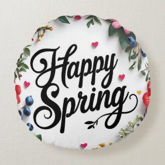 Coussins Ronds "Printemps de Confort : 'JOYEUX PRINTEMPS'