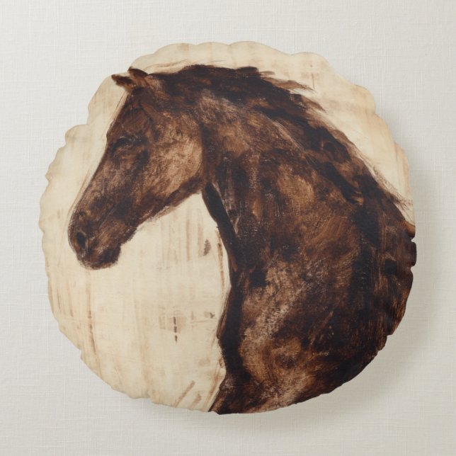 Coussins Ronds Profil du cheval sauvage Brown (Devant)