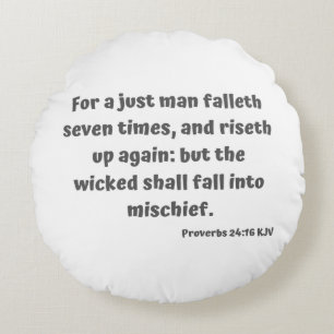 Coussins Ronds Proverbes 24:16 KJV Bible Verse Écriture