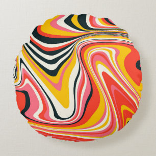 Coussins Ronds Psychedelic groovy background. Colorful abstract b