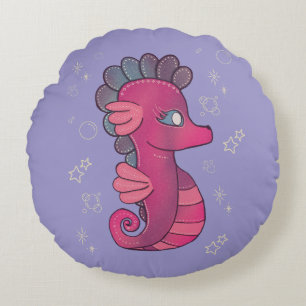 Coussins Ronds Punky Seahorse Hippocampe Rose Mignon