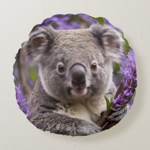 Coussins Ronds Purple Jacaranda Koala Ours,