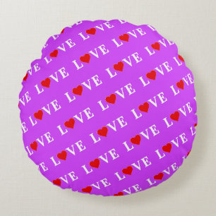 Coussins Ronds Purple LOVE Heart Élégant élégant