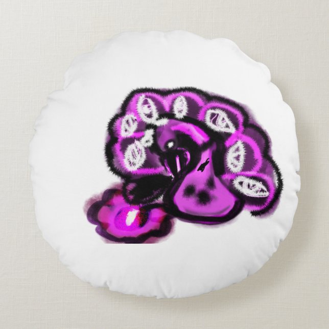 Coussins Ronds Purple peacock (Devant)