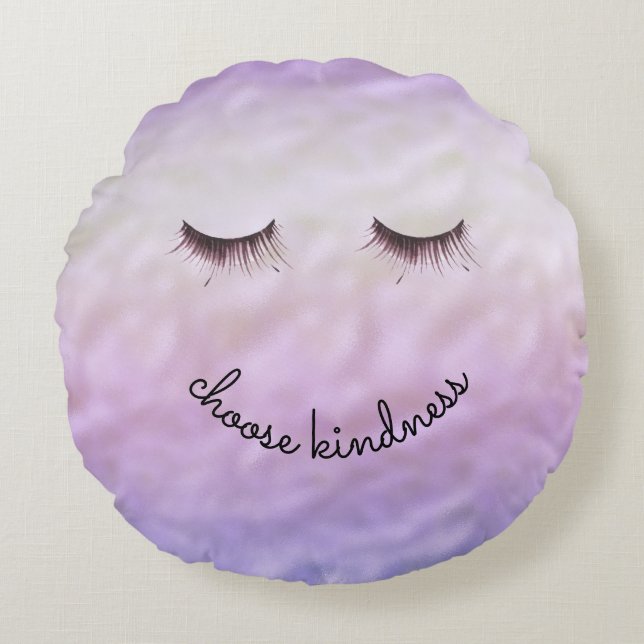 Coussins Ronds Purple rose Ombre noir cils doux (Devant)