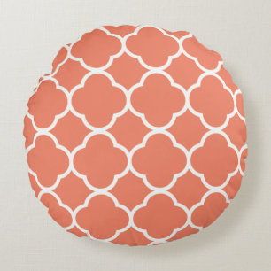 Coussins Ronds Quatrefoil Motif Saumon rose orange automne automn