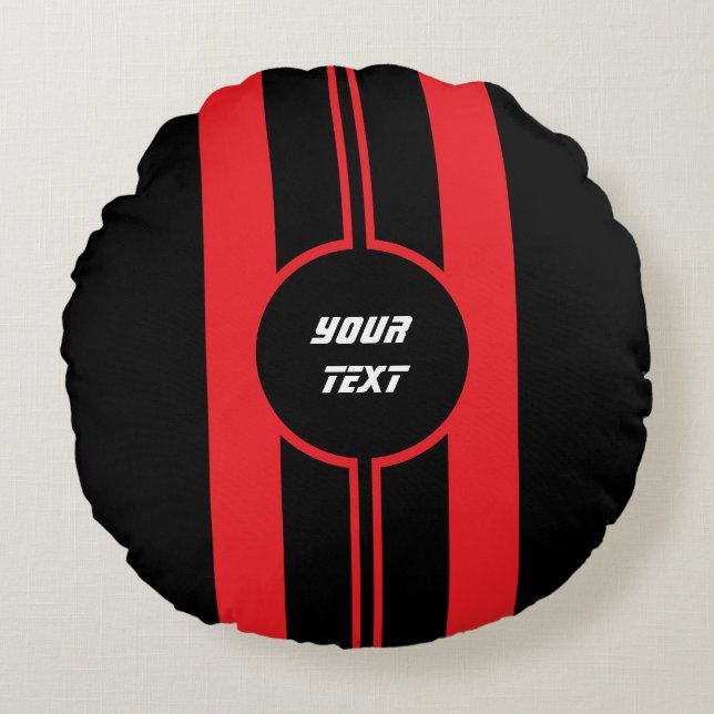 Coussins Ronds Racing Red Double Stripes Sports Personnalisé (Devant)