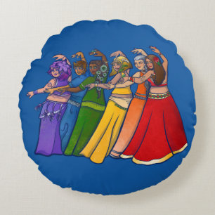 Coussins Ronds Rainbow Belly Dancer Art Belly Dance Troupe