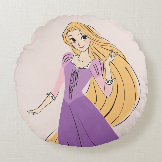 Coussins Ronds Rapunzel en mouvement (Devant)