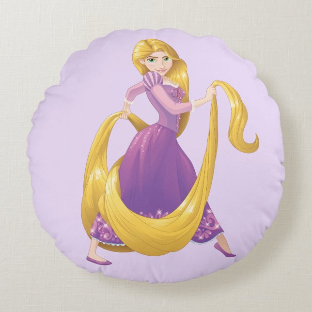 Coussins Ronds Rapunzel| Grosse fête des cheveux (Devant)