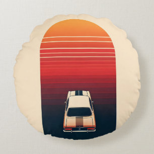 Coussins Ronds Rayure de voiture de course rétro minimaliste