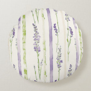 Coussins Ronds Rayures de lavande Floral  