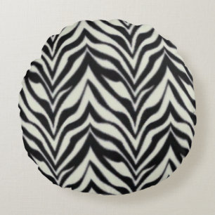 Coussins Ronds Rayures de zèbre Noir Blanc Safari sauvage