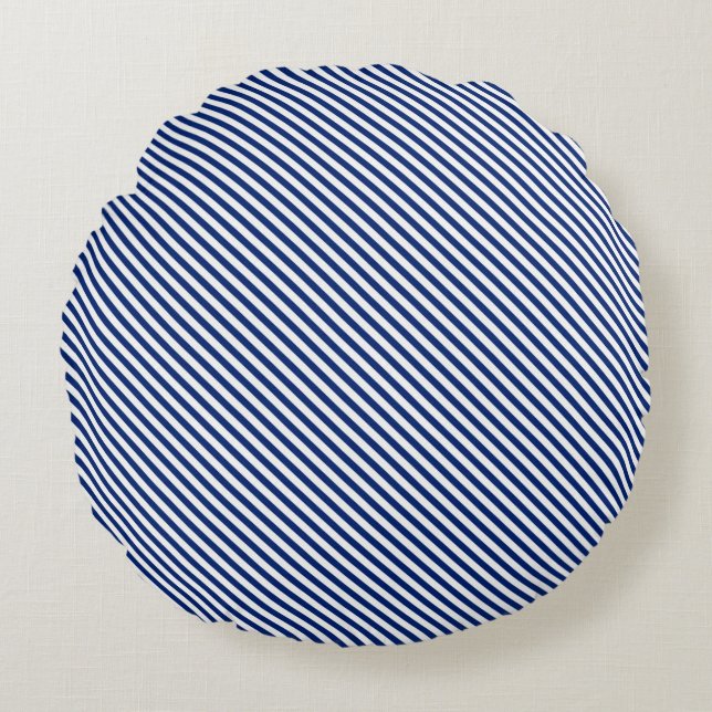Coussins Ronds Rayures obliques bleu marine et blanc (Devant)