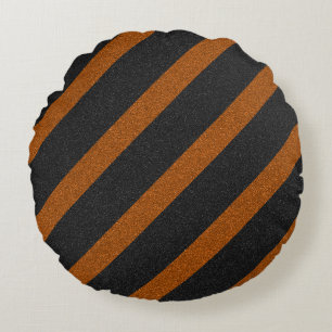 Coussins Ronds Rayures orange et noir Paillettes