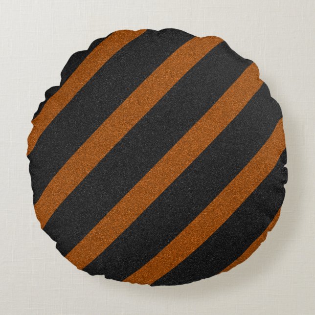 Coussins Ronds Rayures orange et noir Paillettes (Devant)