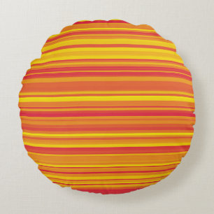 Coussins Ronds Rayures Orange Rouge Jaune