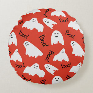 Coussins Ronds Red Ghosts : Motif Vintage d'Halloween