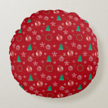 Red Ornaments & Watercolor Pines Christmas