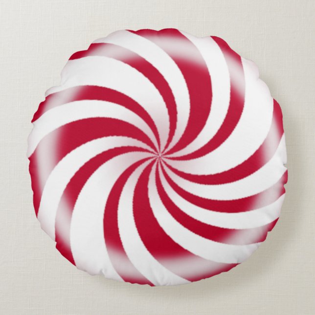 Coussins Ronds Red Pepperment Candy Swirl Holiday (Devant)