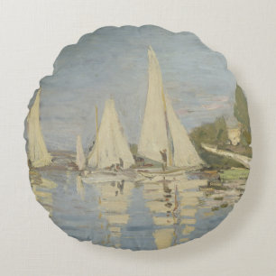 Coussins Ronds Régates à Argenteuil, peinture à l'huile, Claude M