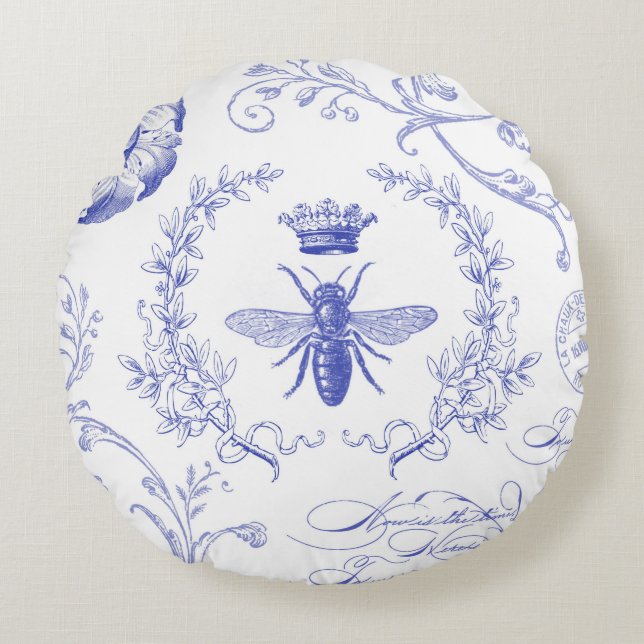 Coussins Ronds reine des abeilles française vintage moderne (Devant)
