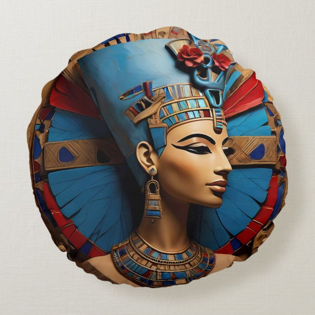 Coussins Ronds Reine Nefertiti, ancien Dieu égyptien (Dos)