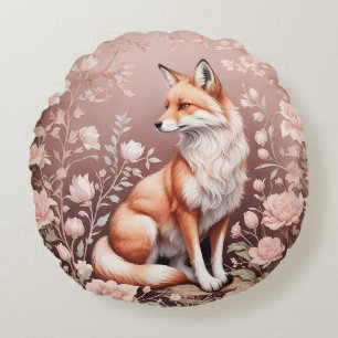 Coussins Ronds Renard Avec Flore Rose Rêvé