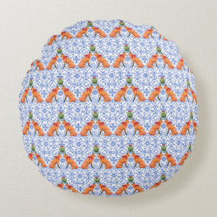 Coussins Ronds Renards S'Embrasser Sous Mistletoe Blue Chinoiseri