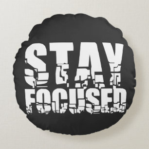 Coussins Ronds Rester concentré Phrase motivationnelle avec tex